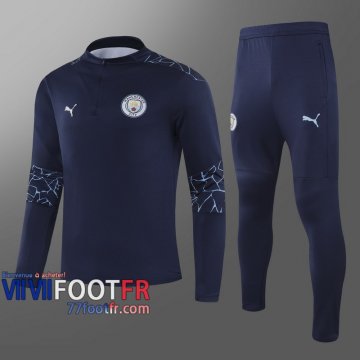 77footfr Survetement Foot Manchester City saphir - Fermeture eclair courte 2020 2021 T46