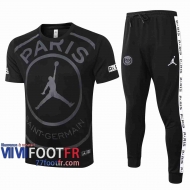 77footfr Survetement Foot T-shirt PSG Jordan noir 2020 2021 TT30