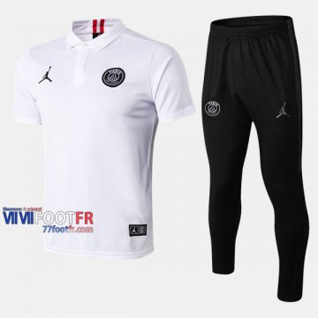 Ensemble Du Polo Foot PSG Paris Saint Germain Costume Manche Courte Slim Jordan Blanc 2019/2020 Nouveau