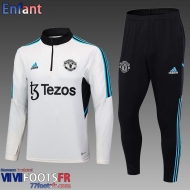 Survetement de Foot Manchester United Blanc Enfant 2023 2024 TK595