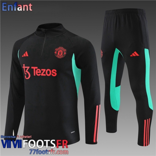 KIT: Survetement de Foot + Pantalon Manchester United noir Enfant 2023 2024 TK652