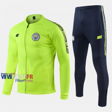 Soldes Ensemble Veste Survetement Foot Manchester City Vert Thailande 2019/2020 Nouveau