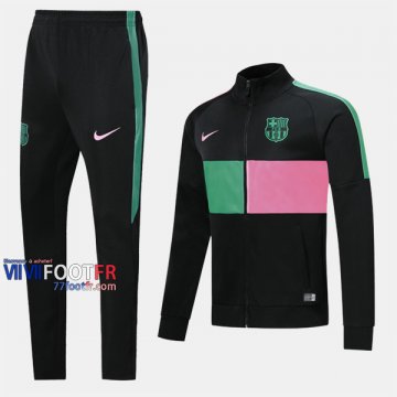 Parfait Ensemble Survetement Foot FC Barcelone Noir Vert Rose Slim 2019/2020 Nouveau