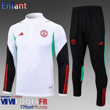 Survetement de Foot Manchester United Blanc Enfant 2023 2024 C39