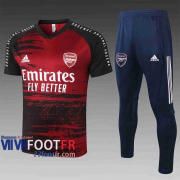 77footfr Survetement Foot T-shirt Arsenal Noir rouge 2020 2021 TT93