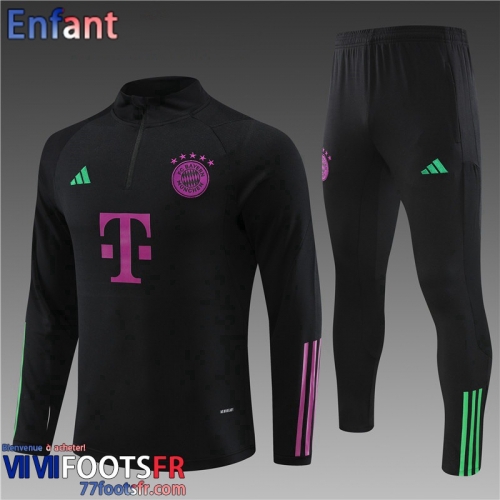 Survetement de Foot Bayern Munich noir Enfant 2023 2024 TK580