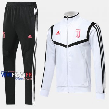 A++ Qualité Ensemble Veste Survetement Foot Juventus Blanc/Noir 2019-2020 Nouveau