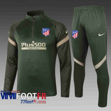 77footfr Survetement Foot Atletico Madrid Armée verte 2020 2021 B444