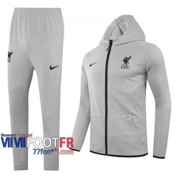 77footfr Veste Foot - Sweat a Capuche Liverpool gris clair - 2020 2021 J161