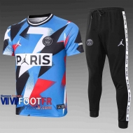 T-shirt de foot PSG 2020 2021 Col rond Bleu C416#
