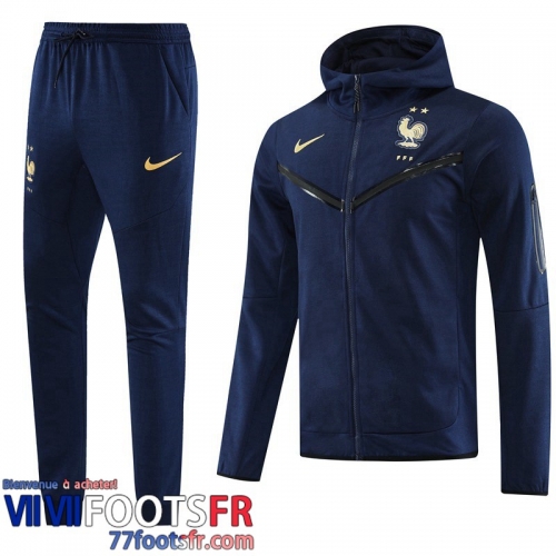 Veste Foot - Sweat A Capuche France bleu marine Homme 2023 2024 JK795