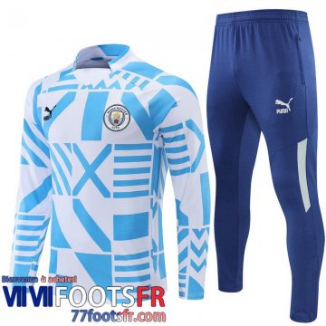 Survetement de Foot Manchester City Blanc bleu Homme 22 23 TG305