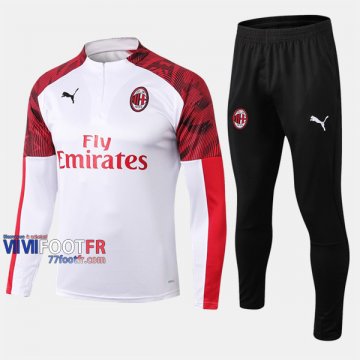 Top Qualité Ensemble Survetement Foot AC Milan Blanc 2019-2020 Nouveau