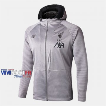 Boutique Veste Foot Liverpool Avec Capuche Gris 2019/2020 Nouveau Promo