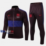 Acheter Ensemble Veste Survetement Foot FC Barcelone Pourpre/Bleu Coton 2019/2020 Nouveau