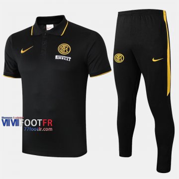 Ensemble De Polo Foot Inter Milan Costume Manche Courte Retro Noir 2019/2020 Nouveau