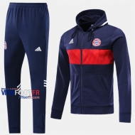 Parfait Ensemble Sweat A Capuche Survetement Foot Bayern Munich Bleu Fonce Thai 2019-2020 Nouveau