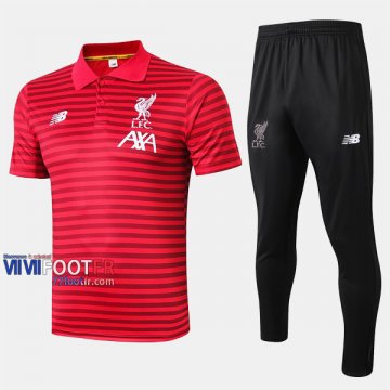 Ensemble Du Polo Foot FC Liverpool Bande Costume Manche Courte Retro Rouge 2019/2020 Nouveau