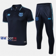 Ensemble De Polo Foot FC Barcelone Costume Manche Courte Coton Bleu Fonce 2019/2020 Nouveau