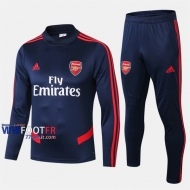 Soldes Ensemble Survetement Foot Arsenal FC Col Haut Bleu Fonce Polyester 2019 2020 Nouveau