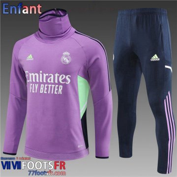 Survetement de Foot High Collar Real Madrid Violet Enfant 2022 2023 TK558