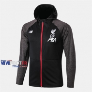 Boutique Veste Foot Coupe-Vent Liverpool Noir/Gris 2019/2020 Nouveau Promo