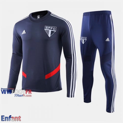 Promo: Ensemble Survetement Sao Paulo FC Enfant Bleu Saphir 2019/2020 Nouveau