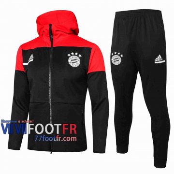 77footfr Bayern Munich Survetement Foot Enfant - Veste Sweat a Capuche noir 20-21 E499