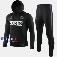 Classique Ensemble Veste A Capuche Survetement Foot PSG Paris Saint Germain Jordan Noir Thailande 2019-2020 Nouveau