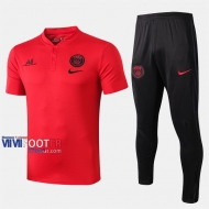 Ensemble Polo Foot PSG Paris Saint Germain Costume Manche Courte Belle Rouge 2019/2020 Nouveau