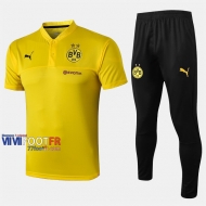 Ensemble Polo Foot Borussia Dortmund Costume Manche Courte Coton Jaune 2019/2020 Nouveau
