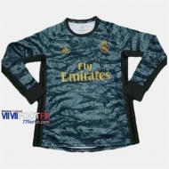 Nouveau Flocage Maillot Foot Gardien Real Madrid Manche Longue Homme Gris 2019-2020 Personnalise :77Footfr