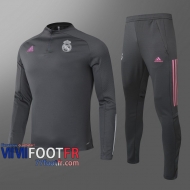 77footfr Survetement Foot Enfant Real Madrid gris - Fermeture eclair courte TK31