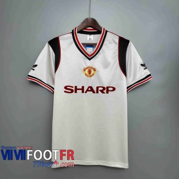 77footfr Retro Maillots foot 1985 Manchester United blanc