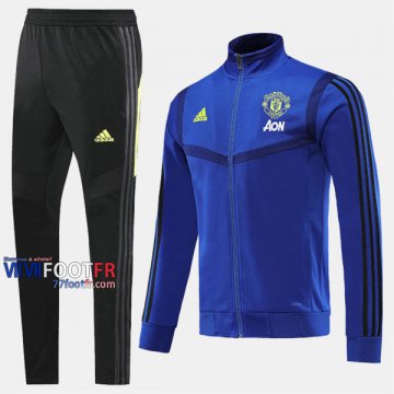 Acheter Ensemble Veste Survetement Foot Manchester United Bleu Thai 2019-2020 Nouveau