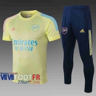 77footfr Survetement Foot T-shirt Arsenal Jaune clair 2020 2021 TT63