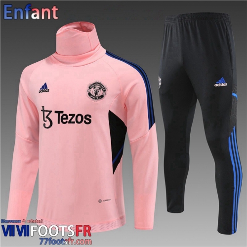 Survetement de Foot High Collar Manchester United rouge Enfant 2022 2023 TK564
