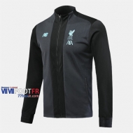 Magasins Veste Foot Liverpool Noir/Gris 2019/2020 Nouveau Promo