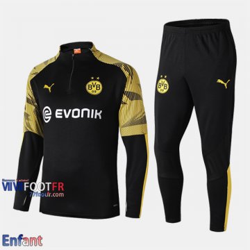 Promo: Ensemble Survetement Dortmund BVB Enfant Noir Jaune 2019/2020 Retro