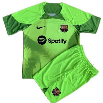 Maillot De Foot Barcelone Domicile Portiere Verde Enfant 2022 2023
