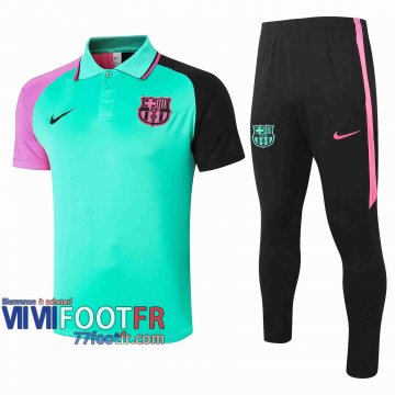 77footfr Polo foot Barcelone vert - (Manches bicolores) 2020 2021 P189
