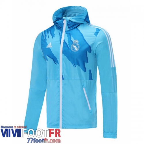 Coupe Vent - Sweat a Capuche Real Madrid Bleu ciel 2021 2022 WK14