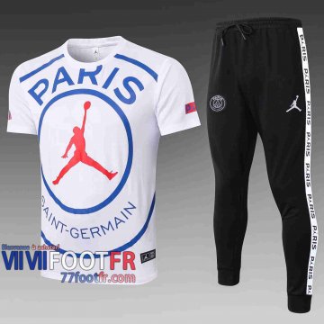 77footfr Survetement Foot T-shirt PSG Jordan blanc 2020 2021 TT33