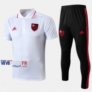 Ensemble De Polo Foot Flamengo Costume Manche Courte Belle Blanc 2019/2020 Nouveau