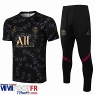Survetement Foot T-shirt PSG noir 2021 2022 PL09