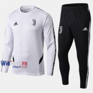 Acheter Ensemble Survetement Foot Juventus Blanc/Noir Coton 2019 2020 Nouveau