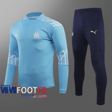 77footfr Survetement Foot Olympique Marsiglia Bleu ciel - Fermeture eclair courte 2020 2021 T38