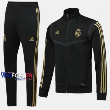 Promo Ensemble Veste Survetement Foot Real Madrid Noir Thai 2019 2020 Nouveau