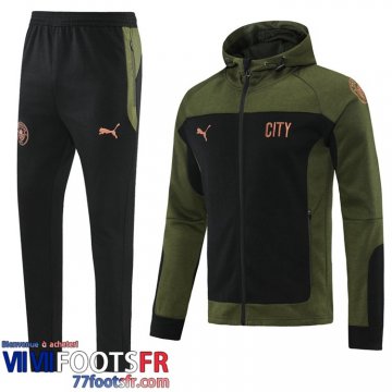 Veste Foot - Sweat A Capuche Manchester City Vert foncé-noir Homme 2021 2022 JK198