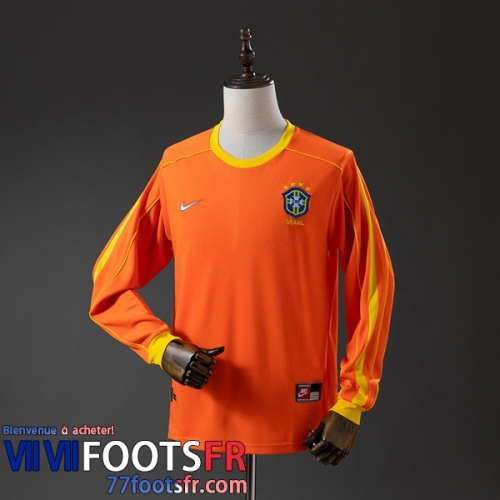 Retro Maillot De Foot Bresil Gardiens De But Homme Manche Longue 1998 FG1182
